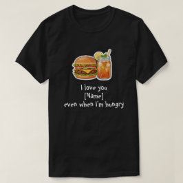 おもしろいハングリー "I Love You" ハンバーガーTシャツ Tシャツ