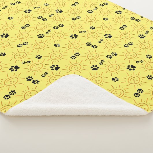 おもしろいハンドがサンシャインを引き、黄色の上に黒い足を乗せる シェルパブランケット (3/4)