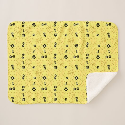 おもしろいハンドがサンシャインを引き、黄色の上に黒い足を乗せる シェルパブランケット (正面(横))