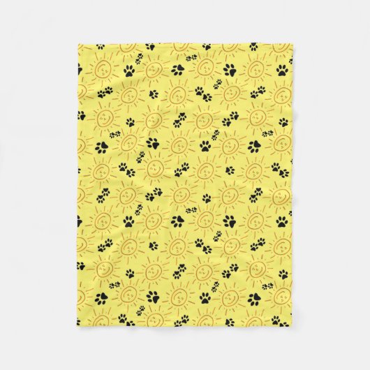 おもしろいハンドがサンシャインを引き、黄色の上に黒い足を乗せる フリースブランケット (正面)