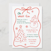 おもしろいハンドドロークリスマスパーティの招待状-雪だるま 招待状 (正面)