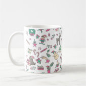 おもしろいハンドドロークリスマスホリデー コーヒーマグカップ (左)