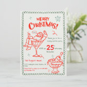 おもしろいハンドドロードドードルメリークリスマスカクテル 招待状 (スタンド正面)