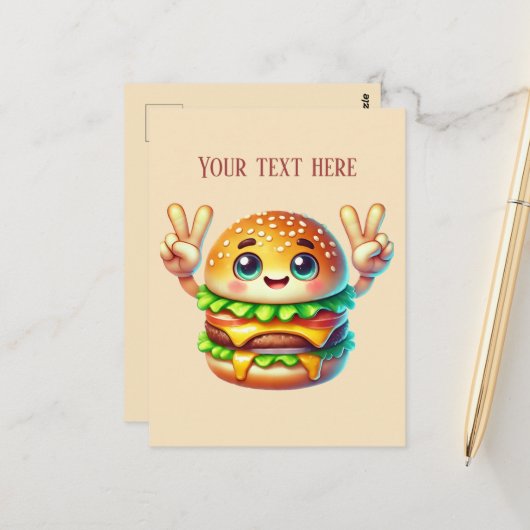 おもしろいハンバーガーを追加文字食品愛好家 ポストカード (正面/裏面インサイチュ)