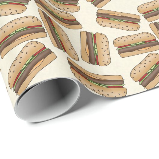 おもしろいハンバーガー型油包み紙 ラッピングペーパー (ロールコーナー)