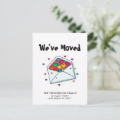 おもしろいハートの新しいホームの移動告知 ポストカード (スタンド正面)