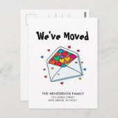 おもしろいハートの新しいホームの移動告知 ポストカード (正面/裏面)