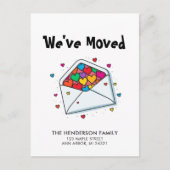 おもしろいハートの新しいホームの移動告知 ポストカード (正面)