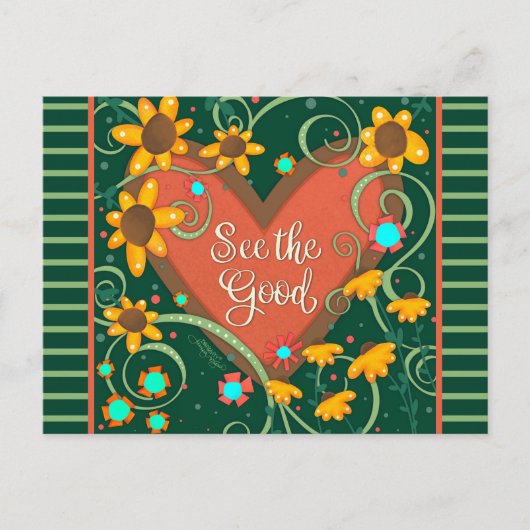 おもしろいハートは良い引用文を見る ポストカード (正面)