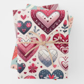 おもしろいハートオンお洒落ブルーファンシーバレンタインデー ラッピングペーパーシート (インサイチュ)