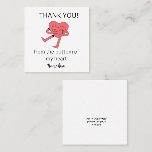 おもしろいハートサンキューカード結婚感謝していのカード エンクロージャーカード (正面/裏面)