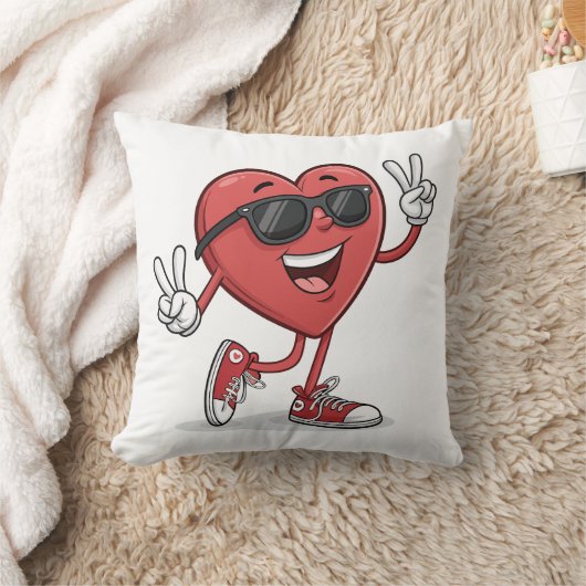 おもしろいハートサングラス付き漫画おもしろい クッション (ブランケット)