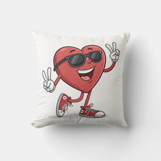 おもしろいハートサングラス付き漫画おもしろい クッション (正面)