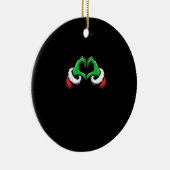 おもしろいハートハンズクリスマス セラミックオーナメント (右)