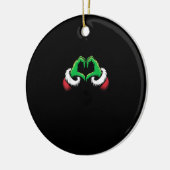 おもしろいハートハンズクリスマス セラミックオーナメント (左)