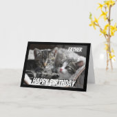 おもしろいハートハート父誕生日猫動物 カード (黄色い花)