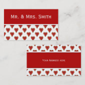 おもしろいハートパターン赤金ゴールド+背景 名刺 (正面/裏面)