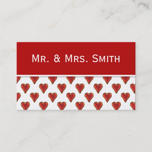 おもしろいハートパターン赤金ゴールド+背景 名刺 (正面)