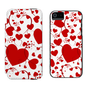 おもしろいハートパターンV +背景色 iPhone SE/5/5sウォレットケース