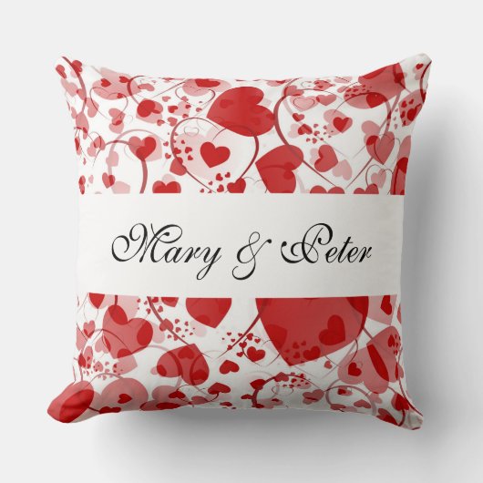 おもしろいハートパターンVII +名前とアイディア クッション (正面)