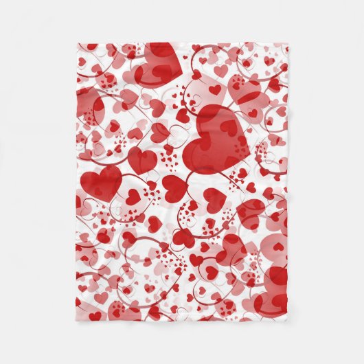 おもしろいハートパターンVII – 赤い白 フリースブランケット (正面)