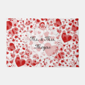 おもしろいハートパターンVII – 赤+アイディア ドアマット (正面)