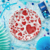 おもしろいハートパターンVII – 赤+アイディア ペーパープレート (パーティー)