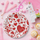 おもしろいハートパターンVII – 赤+アイディア ペーパープレート (パーティー)