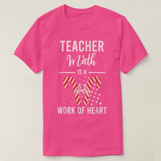おもしろいハート数学のTeacのクリスマスキャンディーケーンの作品 Tシャツ (デザイン正面)