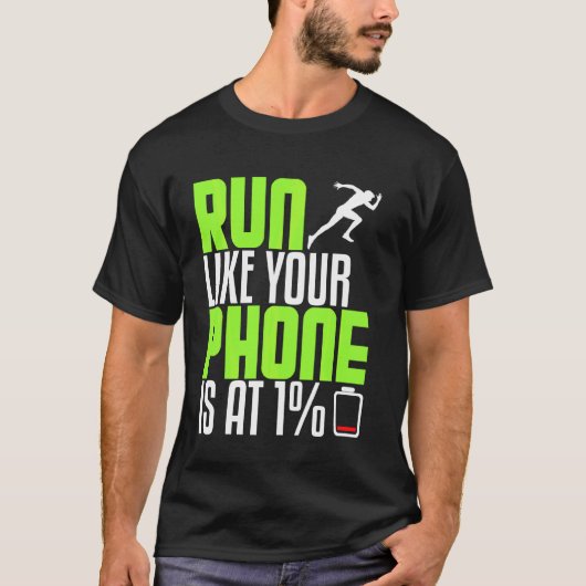 おもしろいハーフマランニングラソンGでランナーのような電話 Tシャツ (正面)
