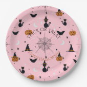 おもしろいハ不気味ロウィーンピンクデザイン ペーパープレート (正面)