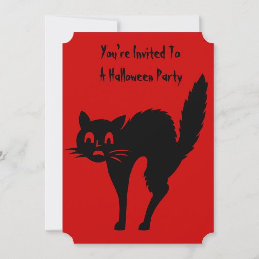 おもしろいハ怒ロウィーン用の黒猫デザイン 招待状 (正面)