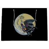 おもしろいハ飲ロウィーンフルムーンこうもり ラージペーパーバッグ (正面)