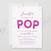 おもしろいバかわいらしルーンピンクパープルガールベビーシャワー 招待状 (正面)