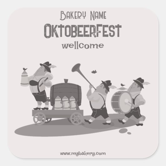 おもしろいバイエルンミュージシャン招待状へオクトーバーフェスト スクエアシール (正面)