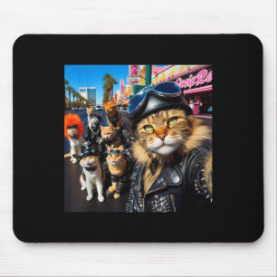 おもしろいバイカーキャット ギャングスターキャット ストリートバイク C マウスパッド