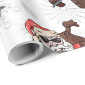 おもしろいバイクもしくは自転車に乗る人サンタスノーフレーク ラッピングペーパー (ロールコーナー)