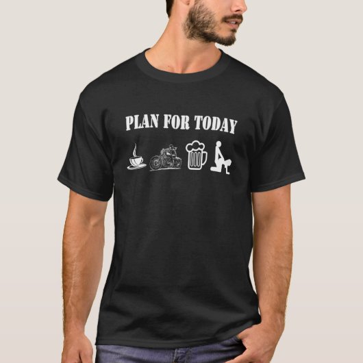 おもしろいバイクもしくは自転車に乗る人チョッパーのバイク計画 Tシャツ (正面)
