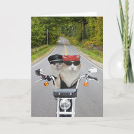 おもしろいバイクもしくは自転車に乗る人猫バレンタインデー シーズンカード