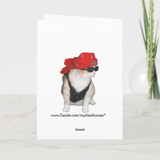 おもしろいバイクもしくは自転車に乗る人猫誕生日 カード (裏面)