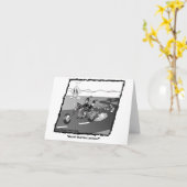 おもしろいバイクもしくは自転車に乗る人 カード (黄色い花)