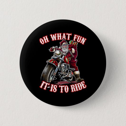 おもしろいバイクバイクもしくは自転車に乗る人グランドパサンタライダークリスマス 缶バッジ (正面)