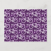 おもしろいバイクルート固定バイクサイクリストのパターン紫 ポストカード (正面)
