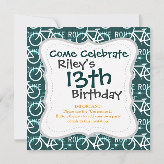 おもしろいバイクルート固定自転車パターン 招待状 (正面)