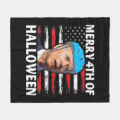 おもしろいバイデン氏ダイズメリー7月ハッピーハローウィンビデ フリースブランケット (正面(横))