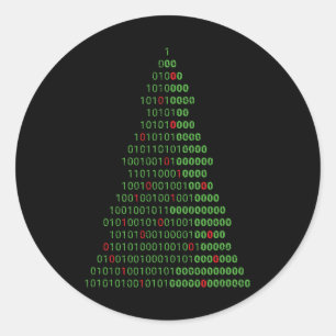 おもしろいバイナリクリスマスツリーコンピュータのプログラマ ラウンドシール