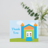 おもしろいバウンスハウス感謝してい男のハガキ ポストカード (スタンド正面)