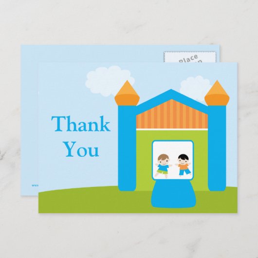 おもしろいバウンスハウス感謝してい男のハガキ ポストカード (正面/裏面)