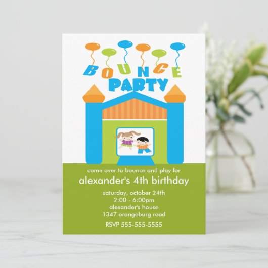 おもしろいバウンスハウス誕生パーティー 招待状 (スタンド正面)