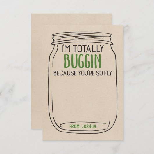 おもしろいバグバレンタインカード-おもちゃの追加 サンキューカード (正面/裏面)